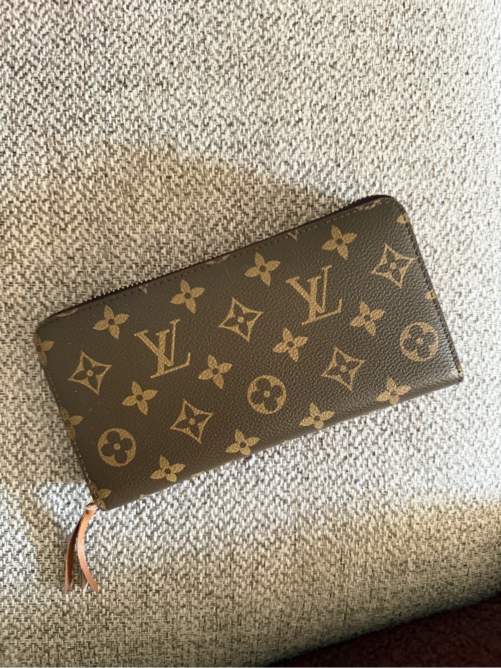 Monogram Zip Card & Key Pouch in Brown